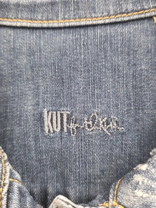 Kut From The Kloth Classic Washed Blue Denim Jacket Size L - Picture 8 of 10